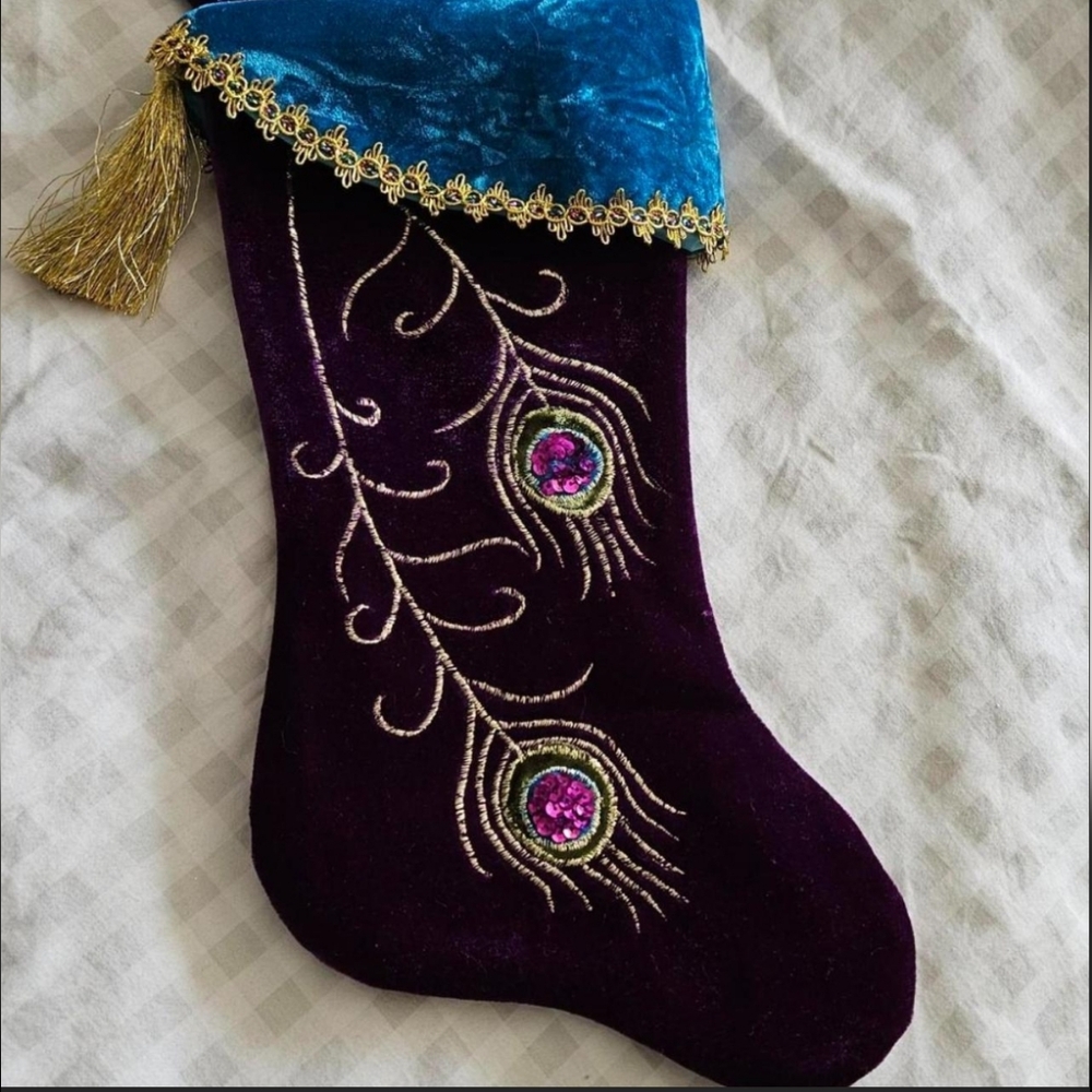 Peacock Christmas Stocking. Like New